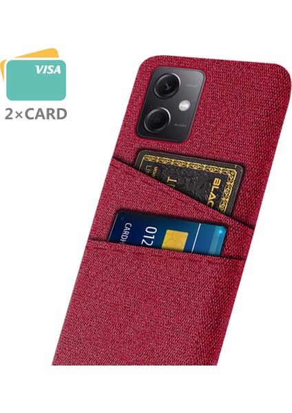 Xiaomi Redmi Için Note 12 5g (Global)/(Hindistan)/(Çin)/poco X5 5g Kaymaz Ince Telefon Kasa Bezi Doku Telefon Geri Kapak Kartı Tutucu-Kırmızı (Yurt Dışından)