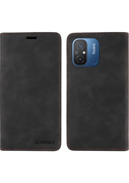 Xiaomi Redmi Için 12C 4G/11A 4g/poco C55 4g Telefon Cüzdan Kılıfı Rfıd Blowıng Deri Stand Kapağı Black (Yurt Dışından)