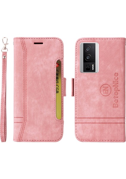 Xiaomi Redmi K60 5G/K60 Pro 5g/poco F5 Pro 5g Pu Deri Telefon Kapağı Şok Geçirmez Vaka-Pembe (Yurt Dışından)