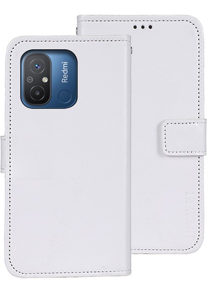 Xiaomi Redmi 12C 4g Için Flip Drop Anti Anti Telefon Kapağı, Çılgın At Dokusu Pu Deri Deri Flip Cüzdan Kılıfı Stand-White (Yurt Dışından)