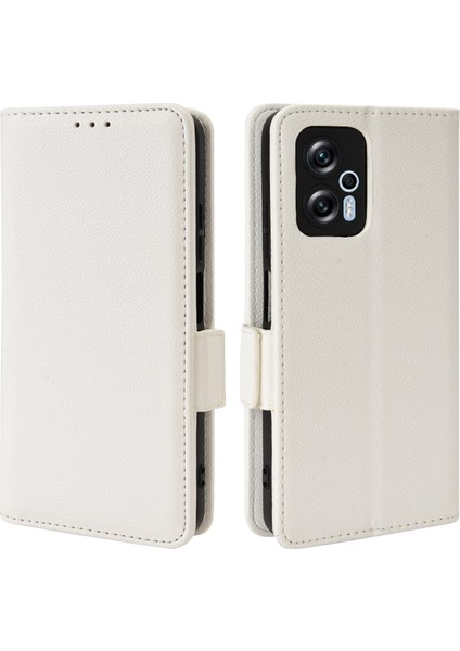 Xiaomi Redmi Için Not 11T Pro 5g/not 11T Pro+ 5g/not 12T Pro 5g/poco X4 Gt 5g/redmı K50I 5g Kitap Stili Pu Deri Litchi Doku Telefon Kılıf Stand Cüzdan Manyetik Toka Kapak-Beyaz (Yurt Dışından)