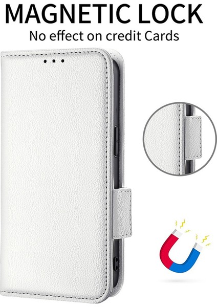 Xiaomi Redmi Için Not 11T Pro 5g/not 11T Pro+ 5g/not 12T Pro 5g/poco X4 Gt 5g/redmı K50I 5g Kitap Stili Pu Deri Litchi Doku Telefon Kılıf Stand Cüzdan Manyetik Toka Kapak-Beyaz (Yurt Dışından)
