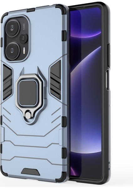 Xiaomi Redmi Için Note 12 Turbo/poco F5 5g Yumuşak Tpu Sabit Pc Şok Geçirmez Kapak Halka Tutucusu Kickstand Telefon Vaka-Mavisi (Yurt Dışından)