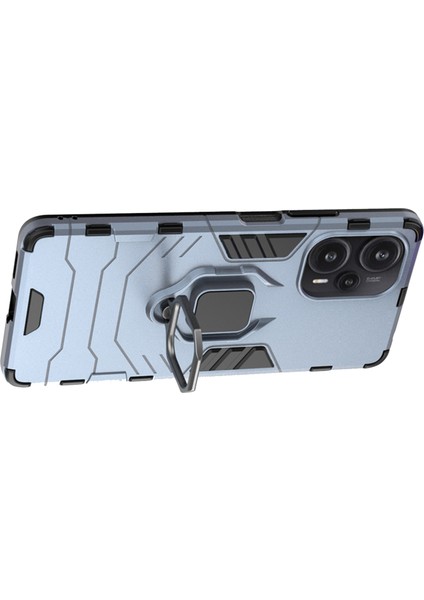 Xiaomi Redmi Için Note 12 Turbo/poco F5 5g Yumuşak Tpu Sabit Pc Şok Geçirmez Kapak Halka Tutucusu Kickstand Telefon Vaka-Mavisi (Yurt Dışından)
