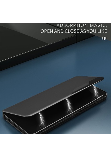 Xiaomi Için Redmi Not 12 4g Yan Görünüm Pencere Stand Standı Kılıf Önleme Pu Deri Telefon Kapak Black (Yurt Dışından)