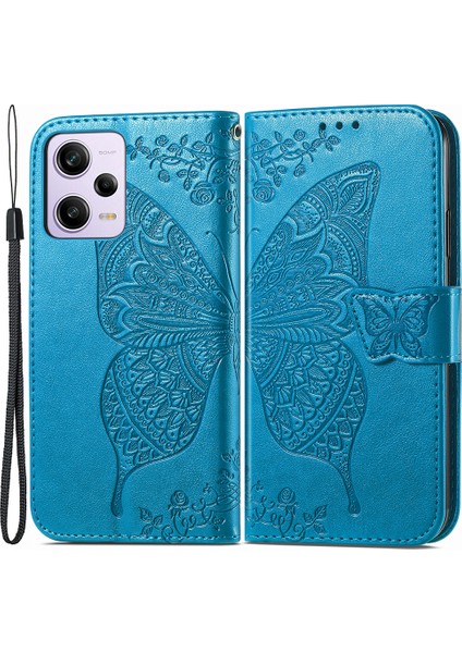 Xiaomi Redmi Için Flip Cüzdan Kılıfı Not 12 Pro 5g/not 12 Pro Speed ​​5g/poco X5 Pro 5g, Pu Deri Desresif Kelebek Stand Telefon Kapak Mavisi (Yurt Dışından)
