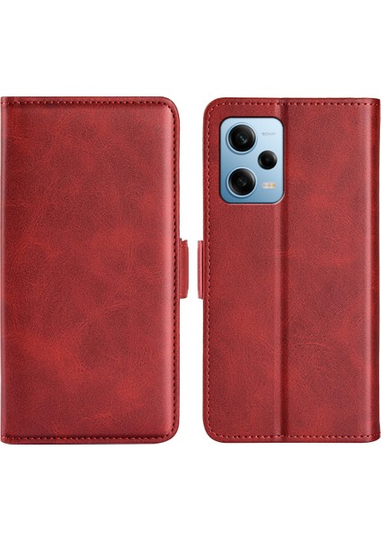 Xiaomi Redmi Için Note 12 Pro 5g/note 12 Pro Speed ​​5g/poco X5 Pro 5g Telefon Standı Pu Deri Cüzdan Telefon Kapak-Kırmızı (Yurt Dışından)