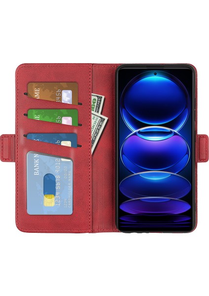 Xiaomi Redmi Için Note 12 Pro 5g/note 12 Pro Speed ​​5g/poco X5 Pro 5g Telefon Standı Pu Deri Cüzdan Telefon Kapak-Kırmızı (Yurt Dışından) fiyatları
