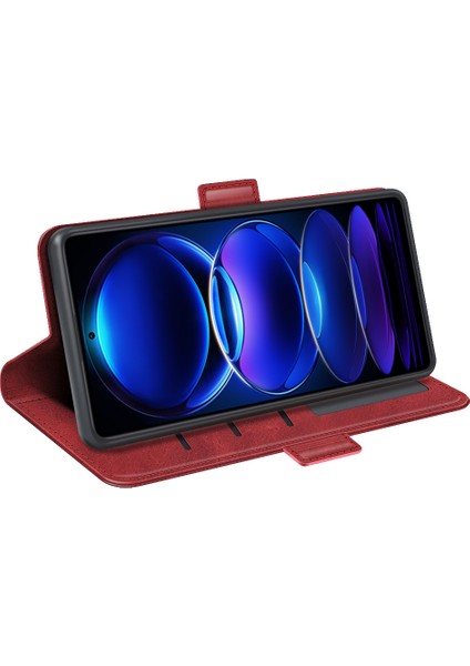 Xiaomi Redmi Için Note 12 Pro 5g/note 12 Pro Speed ​​5g/poco X5 Pro 5g Telefon Standı Pu Deri Cüzdan Telefon Kapak-Kırmızı (Yurt Dışından) modelleri