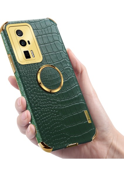 Xiaomi Poco F5 Pro 5g/redmi K60 5G/K60 Pro 5g Ring Kickstand Telefon Kasası Timsah Doku Deri Kaplamalı Tpu Arka Kapak Yeşili (Yurt Dışından) modelleri