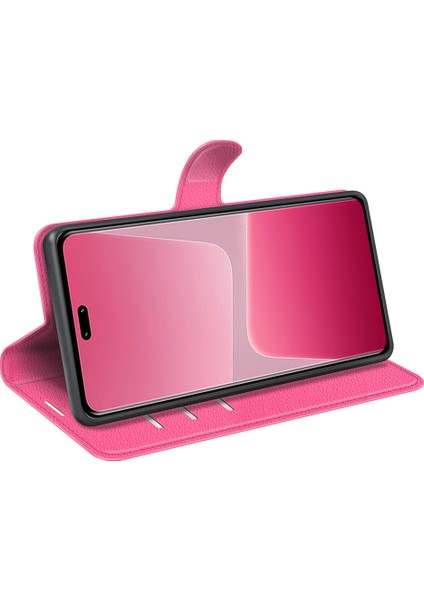 4U Sky Xiaomi Için Pu Deri Kabuk 13 Lite/civi 2 5g Litchi Doku Telefon Kılıfı Cüzdan Stand Flip Cover-Rose (Yurt Dışından)