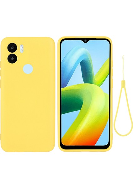 Xiaomi Redmi Için Sıvı Silikon Kılıf A1+ 4g/a2+ 4g/poco C50 4g Şok Geçirmez Telefon Kasası Strap-Sarı (Yurt Dışından)