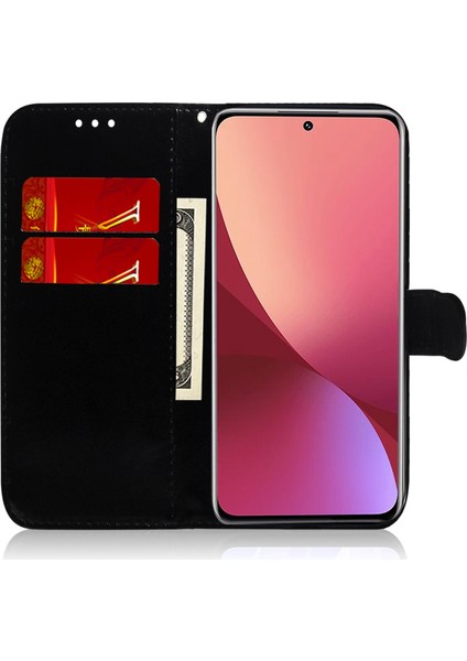 Xiaomi Poco Için Anti Drop Pu Deri Telefon Kılıfı Poco X5 5g/redmı Not 12 5g (Global)/(Hindistan)/(Çin), Göz Kamaştırıcı Çiçek Deseni Kapak Black (Yurt Dışından)