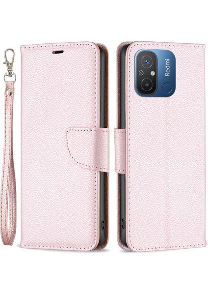 Xiaomi Için Cüzdan Kılıfı Redmi 12C 4g Pu Deri Telefon Kılıf Düz Renk Stand Mobil Telefon Kapak Gül Golü (Yurt Dışından)