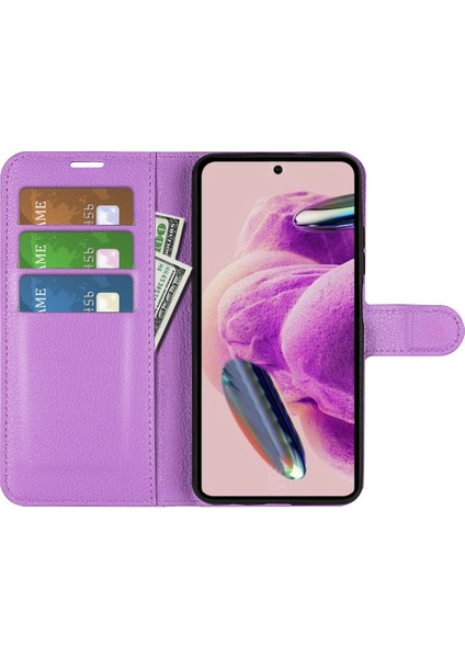 Xiaomi Için Redmi Not 12S 4g Litchi Doku Cüzdan Telefon Kapağı Standı Pu Deri Kılıf (Yurt Dışından)