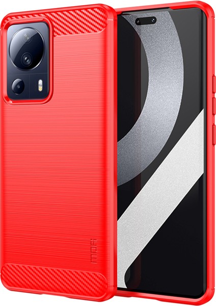 Xiaomi 13 Lite/civi 2 5g Karbon Fiber Fırçalanmış Akıllı Telefon Kasası Çizilmeye Dayanıklı Tpu Telefon Geri Kapak Kırmızısı (Yurt Dışından)