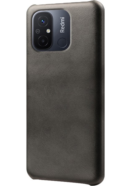 Xiaomi Redmi Için 12C 4g Buzağı Dokusu Telefon Kılıfı Deri Kaplamalı Pc Şok Geçirmez Kapak Black (Yurt Dışından)