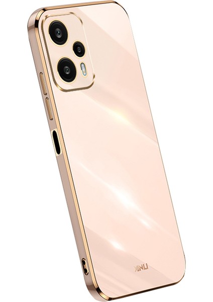 Xiaomi Için Xinli Redmi Not 12 Turbo/poco F5 5g Hassas Lens Kesim Tpu Telefon Kılıfı Elektrokaplanmış Damla Geçirmez Kapak Pembe (Yurt Dışından)