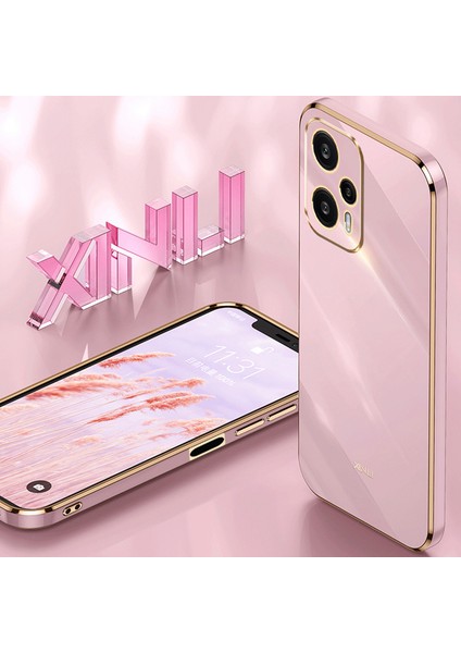 Xiaomi Için Xinli Redmi Not 12 Turbo/poco F5 5g Hassas Lens Kesim Tpu Telefon Kılıfı Elektrokaplanmış Damla Geçirmez Kapak Pembe (Yurt Dışından)