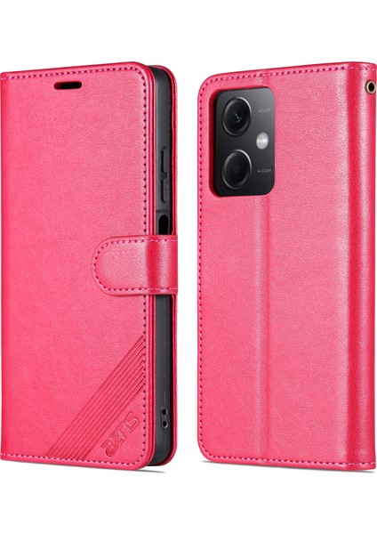 Xiaomi Redmi Için Note 12 5g (Global)/(Hindistan)/(Çin)/poco X5 5g Pu Deri Telefon Kılıf Cüzdan Stand Telefon Kapak-Kırmızı (Yurt Dışından)