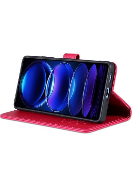 Xiaomi Redmi Için Note 12 5g (Global)/(Hindistan)/(Çin)/poco X5 5g Pu Deri Telefon Kılıf Cüzdan Stand Telefon Kapak-Kırmızı (Yurt Dışından) modelleri