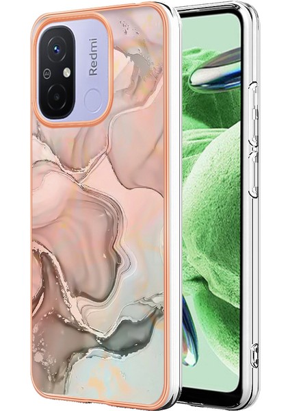 Xiaomi Redmi Için 12C 4G/11A 4g Telefon Kılıfı 2.0mm Elektrapan Imd Mermer Desen Tpu Kapak Pembe (Yurt Dışından)