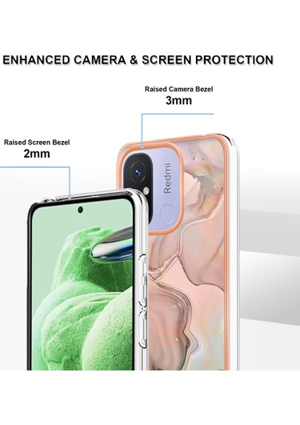 Xiaomi Redmi Için 12C 4G/11A 4g Telefon Kılıfı 2.0mm Elektrapan Imd Mermer Desen Tpu Kapak Pembe (Yurt Dışından) fırsatları