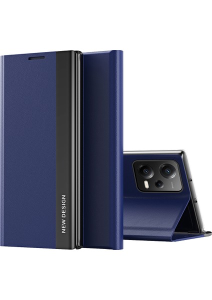 Xiaomi Için Poco X5 5g/redmi Note 12 5g (Global)/(Hindistan)/(Çin) Elektraplama Telefon Kılıfı Pu Deri Stand Telefon Kapak Sapfire (Yurt Dışından)