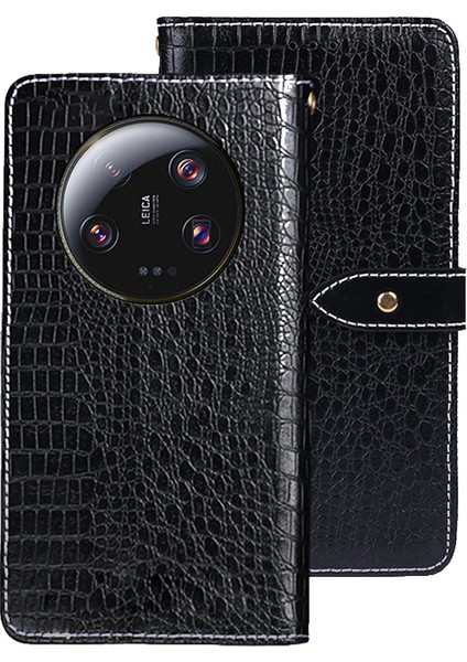 Xiaomi 13 Ultra Pu Deri Cüzdan Stand Kılıfı Timsah Doku Telefon Kapak Black (Yurt Dışından)