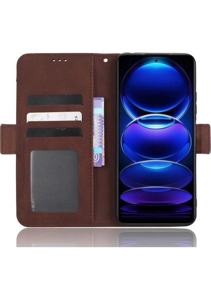 Xiaomi Redmi Için Çoklu Kart Yuvası Telefon Kılıfı Not 12 5g (Global)/(Hindistan)/(Çin)/poco X5 5g, Çift Manyetik Toka Telefon Kapağı Stand Pu Deri Cüzdan Koruyucu Kabuk-Kahverengi (Yurt Dışından) modelleri