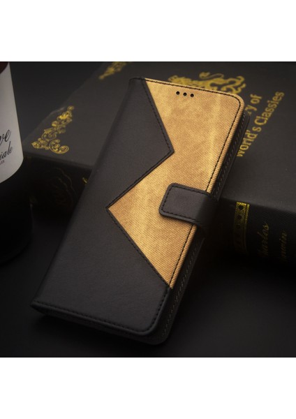 Xiaomi Redmi Için Note 12 Pro 5g/note 12 Pro Speed ​​5g/poco X5 Pro 5g Renk Ekleme Pu Deri Kart Yuvaları Kapak Standı Manyetik Kapatma Flip Telefon Kılıfı Kayış-Black (Yurt Dışından)