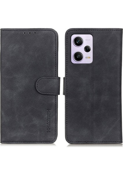 Xiaomi Redmi Için Khazneh Not 12 Pro 5g/not 12 Pro Speed ​​5g/poco X5 Pr 5g Pu Deri Retro Doku Standı Kılıf Manyetik Kapatma Cüzdan Telefon Kapak Black (Yurt Dışından)
