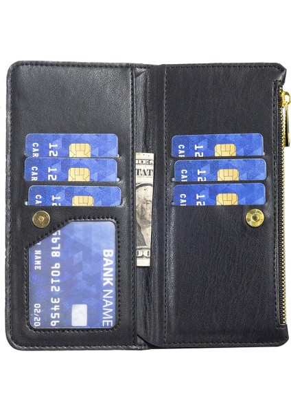 Xiaomi Için Poco F5 Pro 5g/redmi K60 Pro 5G/K60 5g Fermuar Pocket Pu Deri Deri Cüzdan Kılıfı Telefon Stand Kapağı Strap-Black (Yurt Dışından) fırsatları