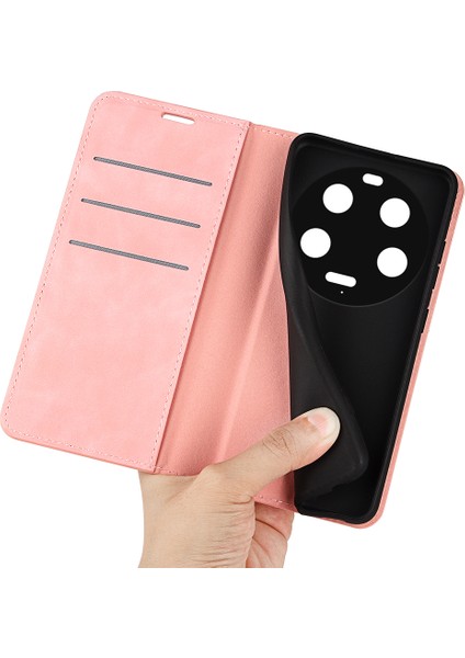 Xiaomi 13 Ultra Şok Geçirmez Pu Deri Deri Cüzdan Flip Kılıf Cilt Touch Stand Cep Telefonu Kapak Pembe (Yurt Dışından) fırsatları