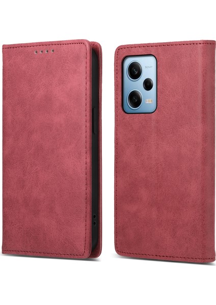 Df-05 Xiaomi Redmi Note 12 Pro 5g/not 12 Pro Speed ​​5g/poco X5 Pro 5g Telefon Kılıfı Rfıd Blowantıng Cullet Deri Stand Kapak Kırmızısı (Yurt Dışından)