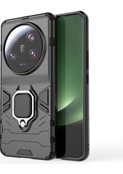 Xiaomi 13 Ultra Kickstand Anti-Drop Telefon Kılıfı Yumuşak Tpu Sabit Pc Telefon Kapak Black (Yurt Dışından)