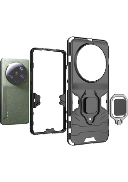 Xiaomi 13 Ultra Kickstand Anti-Drop Telefon Kılıfı Yumuşak Tpu Sabit Pc Telefon Kapak Black (Yurt Dışından) modelleri