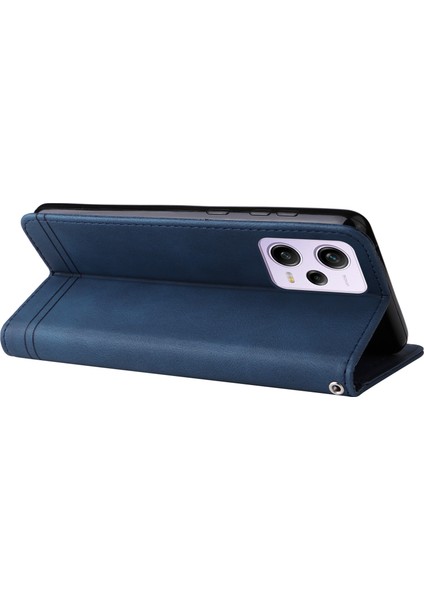 Xiaomi Redmi Için Note 12 Pro 5g /note 12 Pro Hız 5g /poco X5 Pro 5g Ağaç Desen Metal Düğmesi Pu Deri Telefon Kılıf Hatları Baskılı Cilt Touch Flip Stand Cüzdan Kapağı Strap-Mavi ile (Yurt Dışından) indirimleri