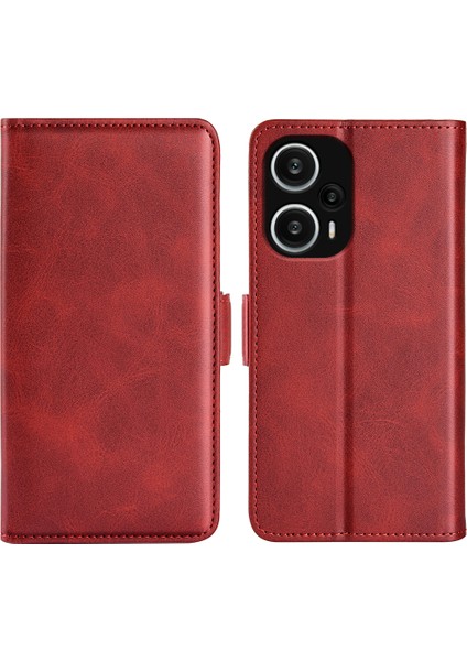 Xiaomi Için Redmi Note 12 Turbo/poco F5 5g Cüzdan Flip Telefon Kapağı Buzağı Dokusu Pu Deri Standı Folio Case-Red (Yurt Dışından)