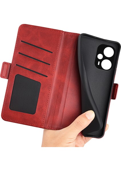 Xiaomi Için Redmi Note 12 Turbo/poco F5 5g Cüzdan Flip Telefon Kapağı Buzağı Dokusu Pu Deri Standı Folio Case-Red (Yurt Dışından) fırsatları