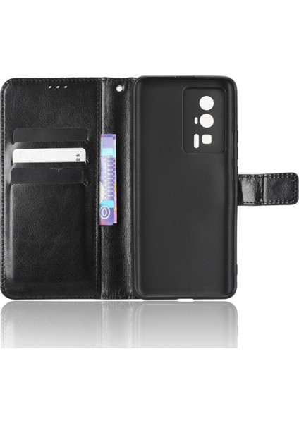 Xiaomi Için Deri Telefon Kılıfı Poco F5 Pro 5g/redmi K60 Pro 5G/K60 5G/K60 Şampiyon Edition Çılgın At Doku Doku Stand Cüzdan Cep Telefonu Kapak Strap-Black (Yurt Dışından) indirimleri