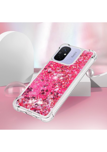 Xiaomi Redmi Için 12C 4G/11A 4g Işıltı Akan Sıvı Kasa Tpu Şok Geçirmez Telefon Kapak-Pembe/kalpler (Yurt Dışından) indirimleri
