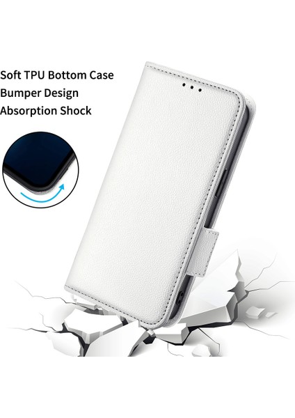Xiaomi Civi 2 5g/12 Lite Ne 5g/13 Lite Manyetik Telefon Kapağı Litchi Doku Cüzdan Görüntüleme Standı Pu Deri Flip Telefon Kılıfı Strap-White (Yurt Dışından) indirimleri
