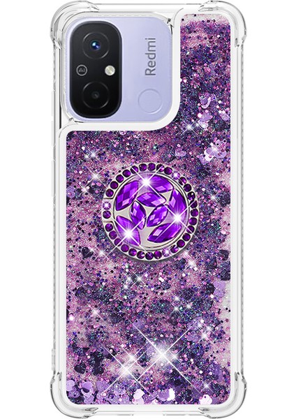 Xiaomi Redmi Için 12C 4G/11A 4g Glitter Case Ring Sıvı Tpu Telefon Kapak-Dark Mor/kalpler (Yurt Dışından) fiyatları