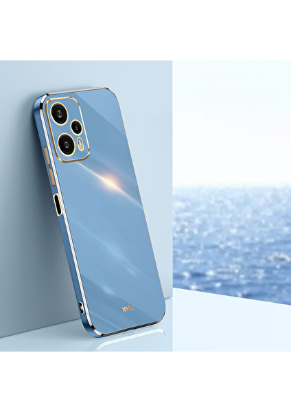 4U Sky Xiaomi Redmi Için Xinli Not 12 Turbo/poco F5 5g Hassas Lens Kesim Tpu Telefon Kılıfı Elektrokaplanmış Damla Geçirmez Kapak Blue (Yurt Dışından)