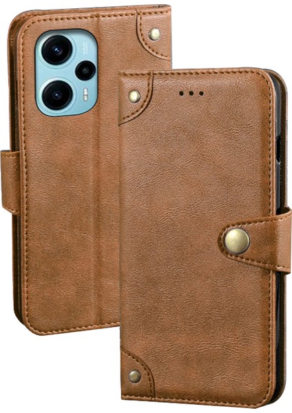Xiaomi Için Redmi Note 12 Turbo/poco F5 5g Deri Kılıf Stand Cüzdan Koruyucu Telefon Kapak-Kahverengi (Yurt Dışından)