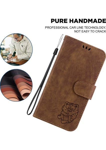Xiaomi Poco X5 Pro 5g/redmi Note 12 Pro Hız 5g/note 12 Pro 5g, Stand Cüzdan Kaplan Deseni Pu Deri Cep Telefonu Kapak Kahverengi (Yurt Dışından)
