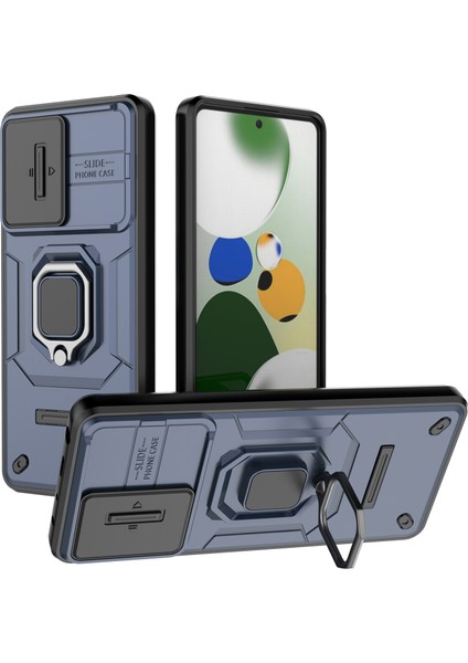 Xiaomi Redmi Için Kickstand Telefon Kılıfı Note 12 Pro 5g/note 12 Pro Speed ​​5g, Pc+Tpu Slayt Kamera Koruma Kapak Blue (Yurt Dışından)