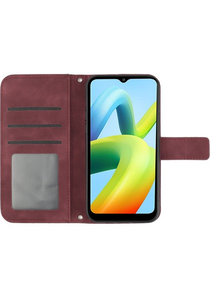 Xiaomi Için Redmi A1+ 4g/a2+ 4g/poco C50 4g HT04 Ayçiçeği Baskılı Pu Deri Stand Kılıf Cilt Touch Manyetik Toka Telefon Damla Geçirmez Cüzdan Kapağı Omuz Kayışı-Koşu Kırmızısı (Yurt Dışından)