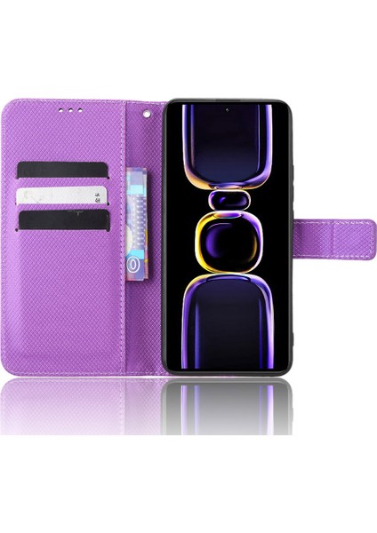 Xiaomi Için Telefon Deri Kılıfı Poco F5 Pro 5g/redmi K60 Pro 5G/K60 5G/K60 Şampiyon Edition Diamond Doku Doku Cüzdan Telefon Stand Kapak-Etkin (Yurt Dışından) fiyatları
